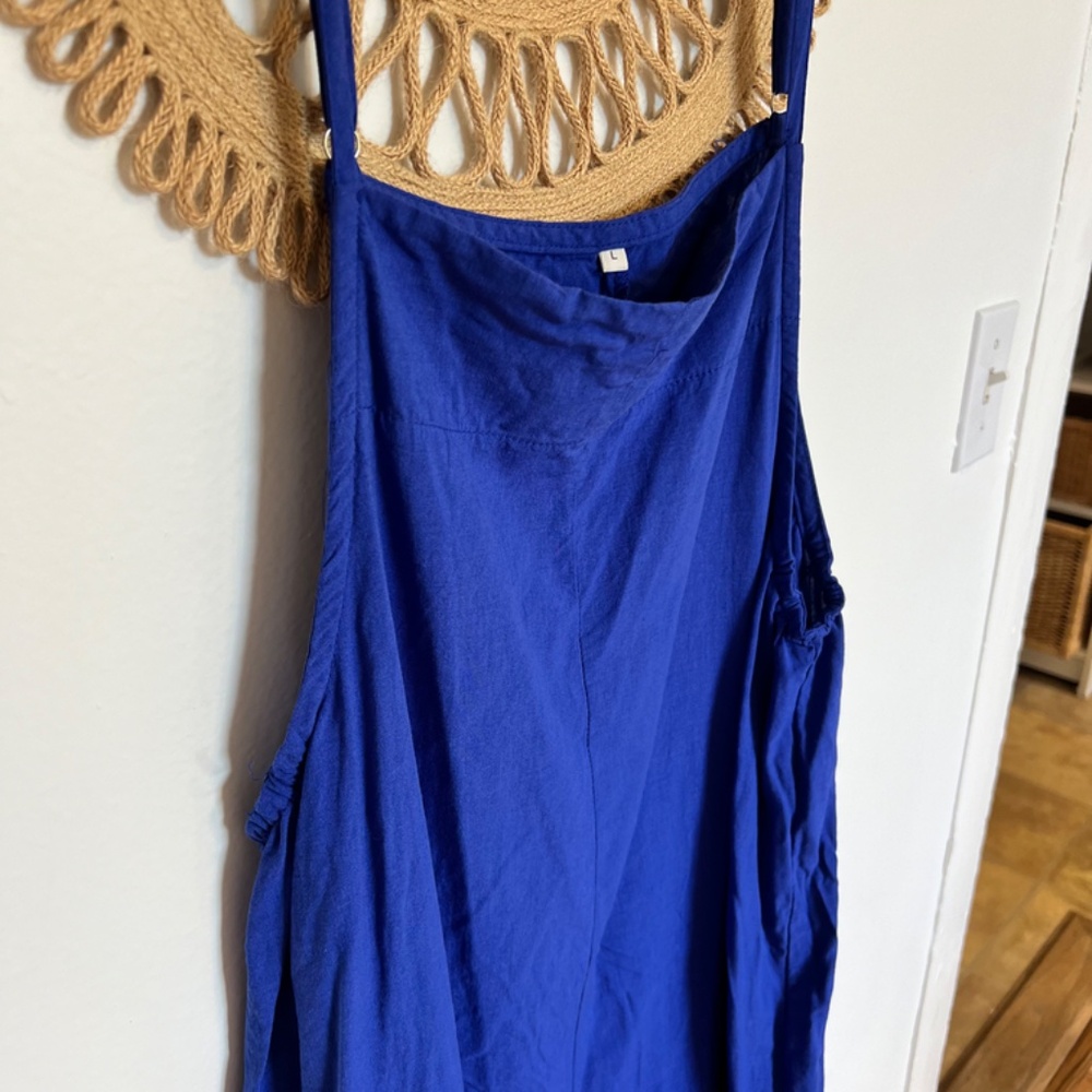 YESNO Women's Summer Boho Casual Jumpsuits Wide Leg Overalls Blue Large - Picture 6 of 8